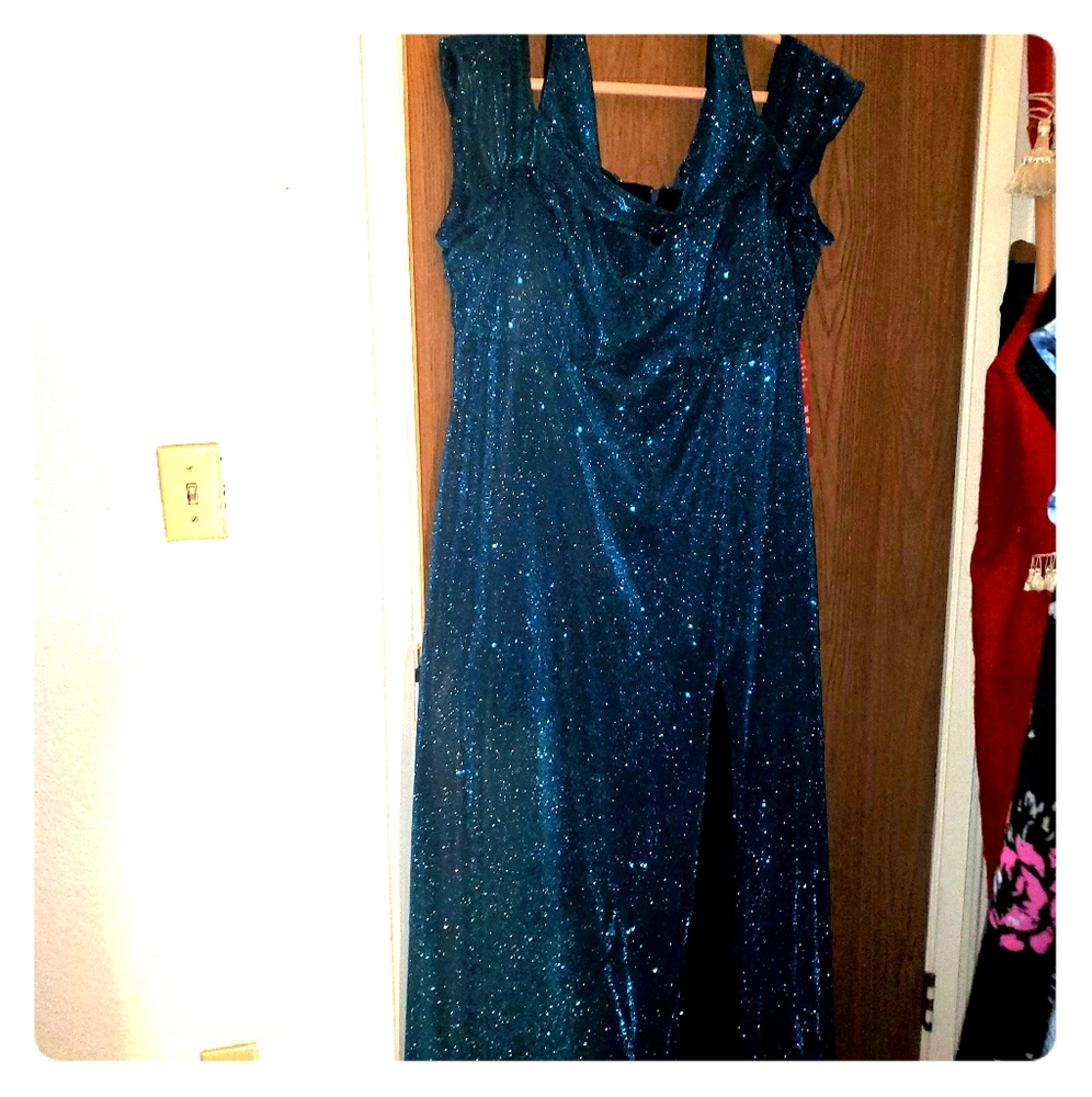 Teal n black Elegant gown